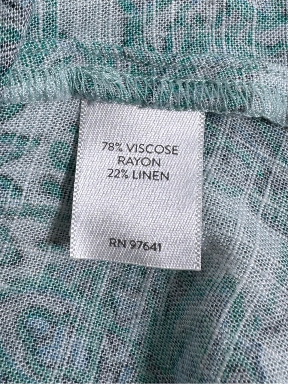 Pure Jill Linen Blend Paisley Midi Dress Blue Green Boho Relaxed - Picture 6 of 7